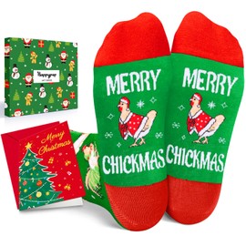 HAPPYPOP Christmas Gifts Stocking Socks For Kids - Secret Santa Socks Xmas Stocking Stuffers For Chicken Lovers Christmas Rooster Gifts