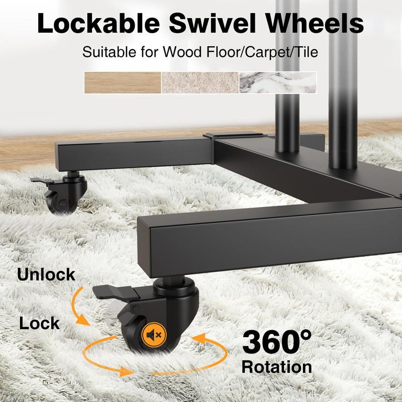 TAVR Furniture Mobile TV Stand Rolling TV Cart Floor Stand