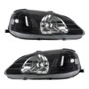 Torchbeam Headlight Assembly, Replacement for Civic 1999-2000, Bumper Headlamp Black