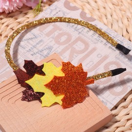 HAIMITI Fall Thanksgiving Headbands Maple Leaves Hair Accessories Sequin Yellow Hair Bands Shinny Non Slip Head Bands For Women Girls Autumn Harvest Thanksgiving Party Decoration 1pcs