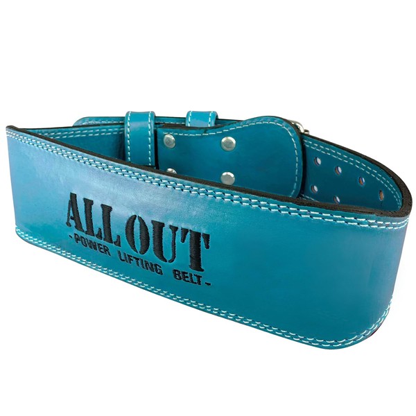 ALLOUT Training Belt, Power Belt, Muscle Training Belt, Leather, Lifting Belt, Made with Cowhide, Made of High-Quality Cowhide, Japan's First Landing (M [Wide), Tiffany Blue)