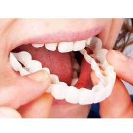 Plastic Upper Lower Veneer False Teeth Snap-On Denture Fake Brace Smil e Veneer Snap-On Cement (Buy 1 and 10 FREE Pieces)