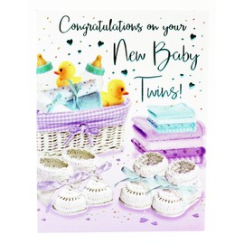 New Baby Twins Congratulations Greeting Card To Parents Unisex Gender Newborn