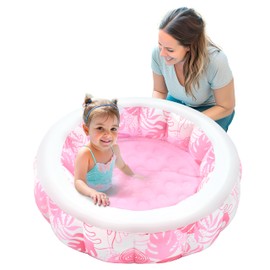 SLOOSH Inflatable Kiddie Pool for Kids, 36"x8.5" Swimming Pool with Soft Pad Floor for Kid & Toddler, Round Blow Up Baby Ball Play Pit Pools for Swim Party, Portable Indoor & Outdoor Water Toys (Pink)