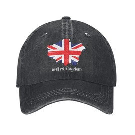 KOSUES British England UK English Flag Retro Washed Cotton Baseball Cap Adjustable Vintage Trucker Hat Adult Distressed Dad Hats Denim Ball Snapback Caps Unisex Sun Hats for Sports Golf Black