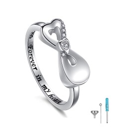 ZOEXUE Sterling Silver Infinity Cremation Urn Ring Holds Loved Ones Ashes Cremation Keepsake Ring Jewelry Forever in My Heart Urn Ring for Women Mom