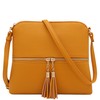 DELUXITY Lightweight Medium Crossbody Bag with Tassel (Mustard)