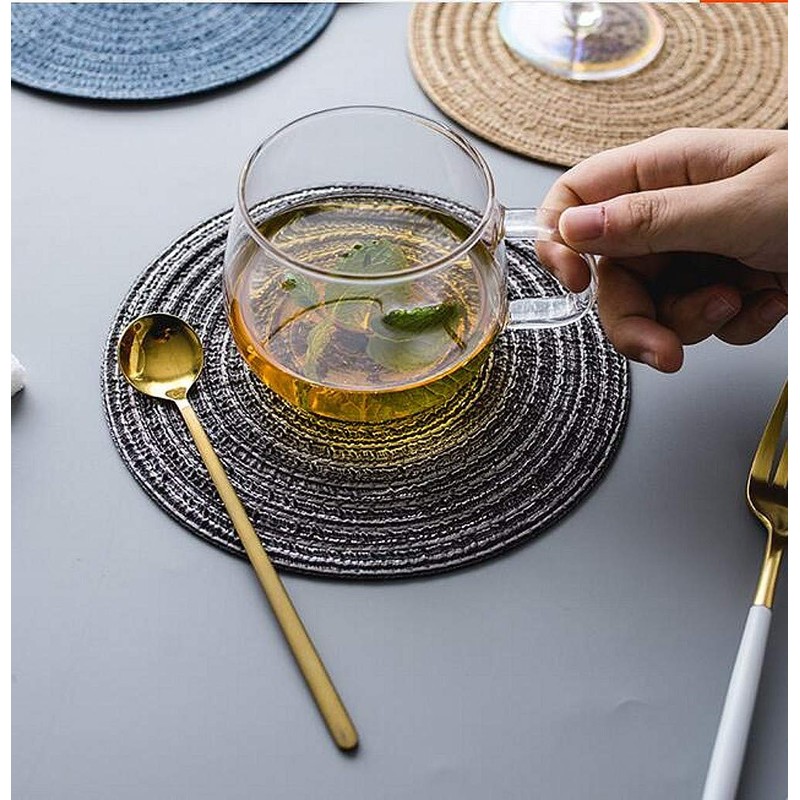 JZK Set of 8 grey braided round table mats and