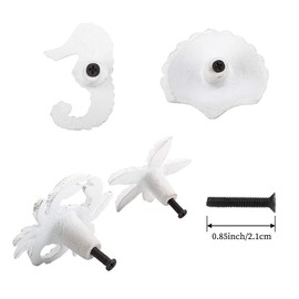 INCREWAY Cabinet Knobs 4 Pieces Retro Ocean Handle Single Hole Cast Iron Dresser Cabinet Kitchen Beach Drawers Pull Handles Seahorse Starfish Crab (White)