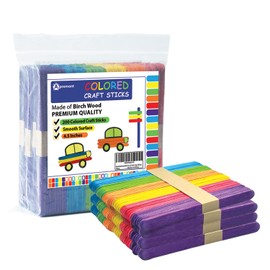APREMONT Apremont 200 pcs Colored Wooden Craft Sticks, Popsicle Stick, Arts and Crafts, Best for DIY Games Making, Building Designs or Kids Education, 4.5 inch Long (4.5 Inches, Mixed Colors)