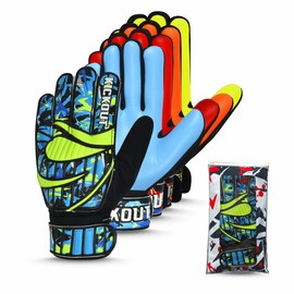 Kickout Premium Goalkeeper Gloves | Funky Goalkeeping Gloves With 3mm Latex For Super Grip & Protection | Adults Kids Boys Glove For Football Goalie (Cyan, Size 8 suitable for size M-L adult)