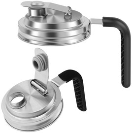 LCZNXJJY Mason Jar Pour Spouts Lids Stainless Steel Wide Mouth Spouts Lid with Handle, Airtight Canning Jar Flip Cap Top Lid Leak-Proof Ball Mason Jar Pitcher Lid for Drinking, Salad, Dressing Pouring