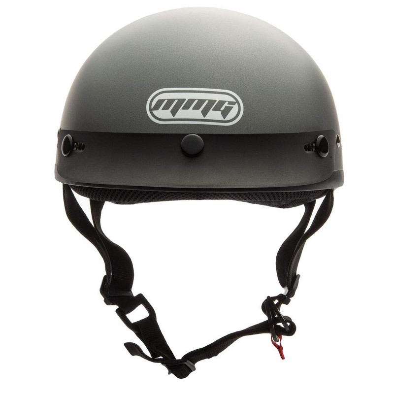 MMG Motorcycle Half Helmet Cruiser DOT Street Legal, Gray Solid