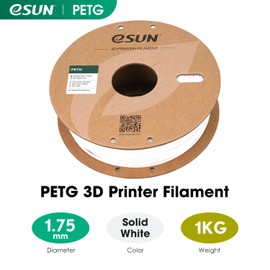 eSUN PETG Filament 1.75mm, 3D Printer Filament PETG, Dimensional Accuracy +/- 0.05mm, 1KG Spool (2.2 LBS) 3D Printing Filament for 3D Printers, Solid White