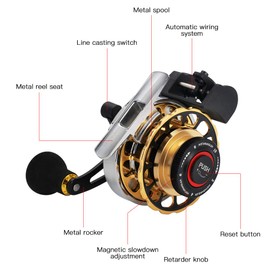 Xtahdge Automatic Wire Spread 10+1BB Fly Fishing Reel Aluminum Alloy Fishing Reel Left/Right Hand Craft Reel Ice Fishing Reel Auto Line Casting Fly Reel, Right Hand, Gold