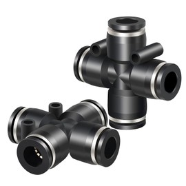 TAILONZ PNEUMATIC 4 Way 8MM OD Straight Push Fittings Plastic Quick Release Connectors Air Line Fittings PZA-8 (Pack of 5)