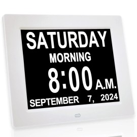 Jall L New 2024 Digital Calendar Alarm Day Clock - with 8" Large Screen Display ...