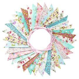 G2OPLUS Cute Double-Sided 10 m Bunting with 36 Pieces, Colourful Bunting for Weddings and Birthday Parties