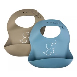 Papu Baby 2 Baberos De Silicón Suave Para Bebé Color Azul claro Papu Baby Talla Unitalla