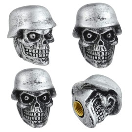 Arenbel Tire Valve Caps 4pcs Car Tire Valve Caps Skull Tire Wheel Rim Dust Cover Fit Cars Trucks Bikes Motorcycles Bicycles, Attractive Car Accessories, Silver