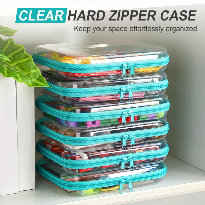 Sanwuta 6 Pcs Clear Hard Zipper Case Hard Plastic Zipper