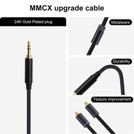 okcsc 2.5mm MMCX Upgrade Gold Plated Cable for Shure 215 315 UE900s KZ TIN T3 BGVP AK70 MKII FiiO Q1 Q5 (4.3FT, Audio Jack)