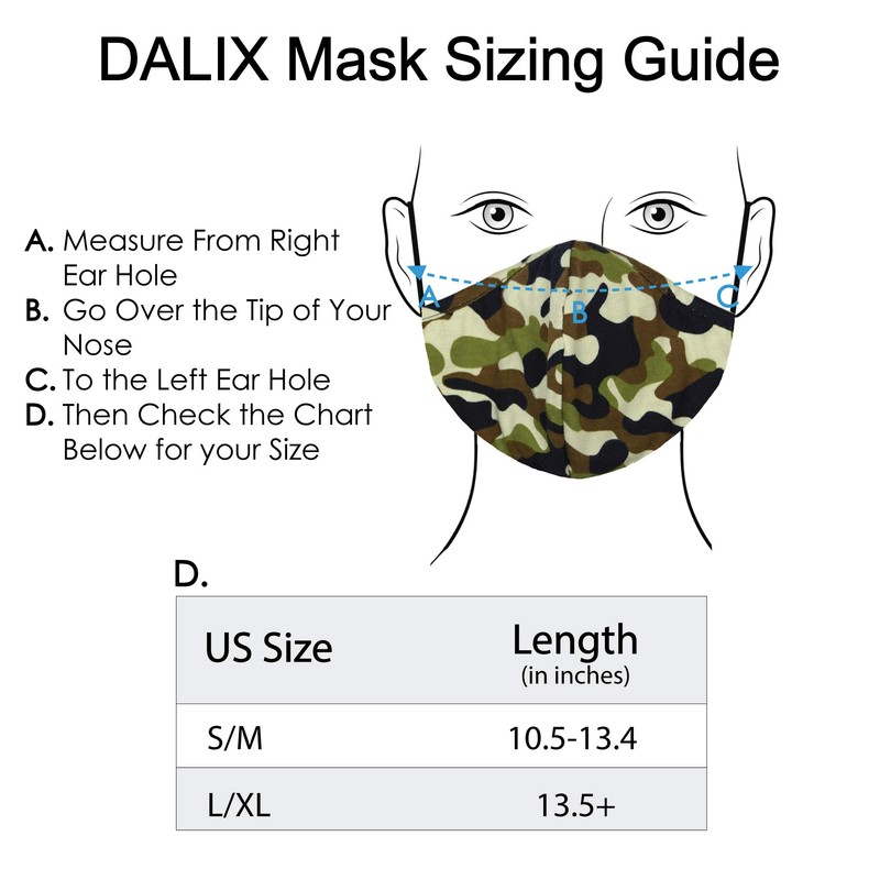 DALIX Kids Camouflage Cotton Face Mask Camo Reuseable Made in