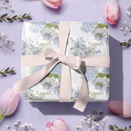 LeZakaa Floral Wrapping Paper Roll, Blue Hydrangea Flowers Party Gift Wrap for Wedding, Bridal Shower, Baby Shower, Anniversary, Mother's Day, Birthday, 17 inches x 16.4 Feet (23.2 sq.ft.)