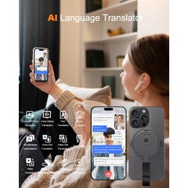 Aeeque Language Translator Device, Phone Kickstand Traductor, 138+ Languages Language Translator for Online/Offline/AI/Voice/Photo/Video, Perfect Translation for Travel/Business/Study, Black
