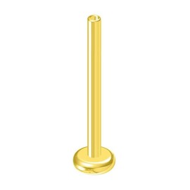 NewkeepsR 18G×10mm Gold Plated Threadless Flat Back Labret Stud Post Replacement, Implant Grade 1.0mm Press Fit Flatback Push In Short Unthreaded Titanium Gold Bar