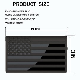 Metal American Flag Emblem Decal，Black American Flag Decal,for Car, Truck or SUV,5"x3"(1 Pair) (Black)