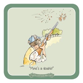 Farm Cottage Brands Set of 4 clay pigeon target shooting coasters each with a different picture - great shooting present (AC46)