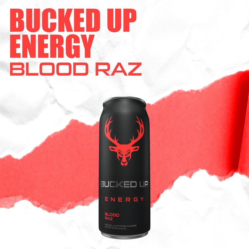 Bucked Up Energy Drink 300mg (Blood Raz) (12 CT)