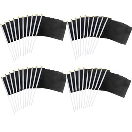 Pack of 50 Hand-Held Mini Flags Black 14 x 21 cm DIY Hand Waving Flags Black Flag with 30 cm Plastic Flagpole Holiday Parade Decoration