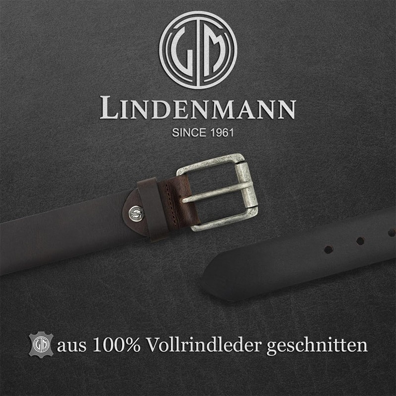 LINDENMANN Men's Leather Belt 40 mm Wide Belt Full Cowhide