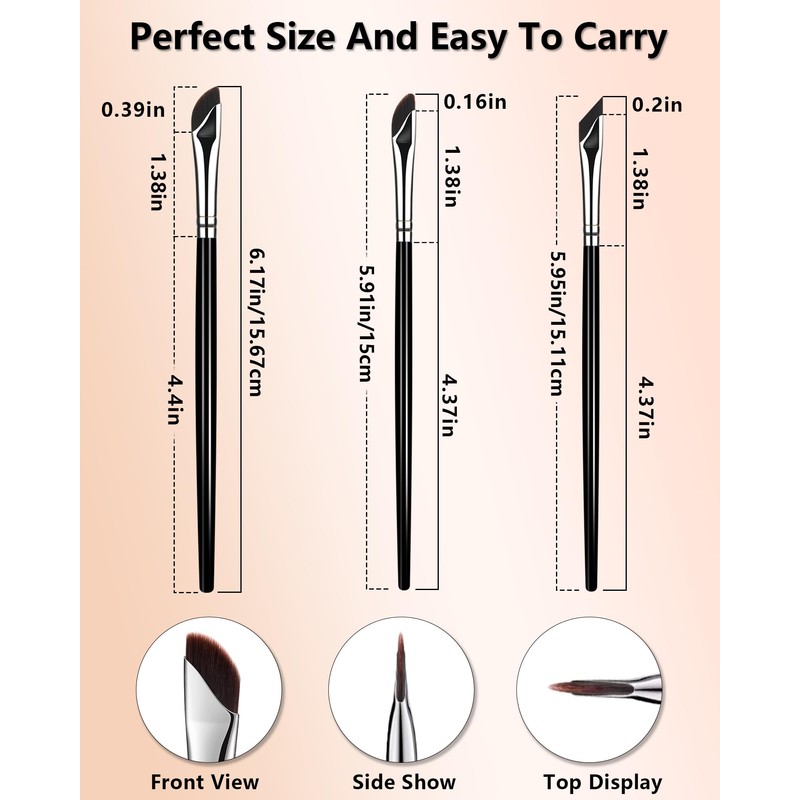 BeautyCurls Eyeliner Brushes Set, Fine Angled Eyeliner Eyebrow Concealer Brushes