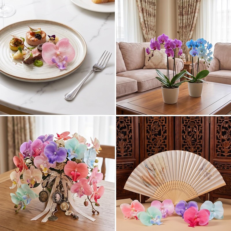 20PCS Fabric Butterfly Orchid Flower Heads for DIY Crafts