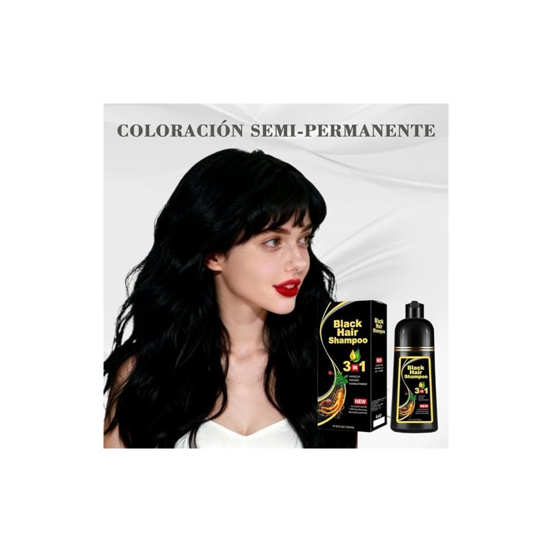 shampoo con tinte 3 en 1,Champú Colorante para Teñir el