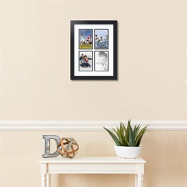 ArtToFrames Double-Multimat-44-61/89-FRBW26079 Collage Photo Frame Double Mat with 2-3.5x5 Openings and Satin Black Frame, Super White, 2-3.5x5