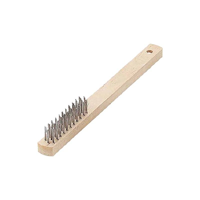 TRUSCO TB-5031 Wooden Handle 3 Line Brush, Stainless Steel Wire
