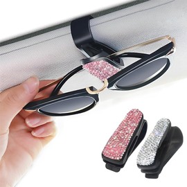 ZKGYUS Pack of 2 Glasses Holder for Car, Sunglasses Holder, Car, Rhinestone Glasses Holder, Car, Sunglasses Holder, Car, Universal Glasses Holder Car, Ticket Card Clip