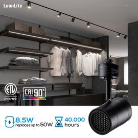 LEONLITE Anti-Glare Net Dimmable LED Track Lighting Heads, 8.5W H Type Track Light, Integrated Track Light Heads, CRI90 H Track Lighting Heads, ETL Listed, 4000K Cool White, Matte Black, 4 Pack