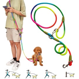 Dffghul Hands Free Dog Leash& 7.5ft Cross Body Rope with Slip Lead Durable for 2 Dogs, Multifunctional Dog Training Leash for Most Dogs Walking, Jogging and Hiking