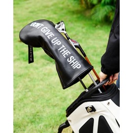 Big Teeth Golf Driver Headcover Naval Driver Head Cover, Nautical Themed Golf Driver Head Covers, Dont Give Up The Ship Golf Head Covers for Woods and Driver Black Color