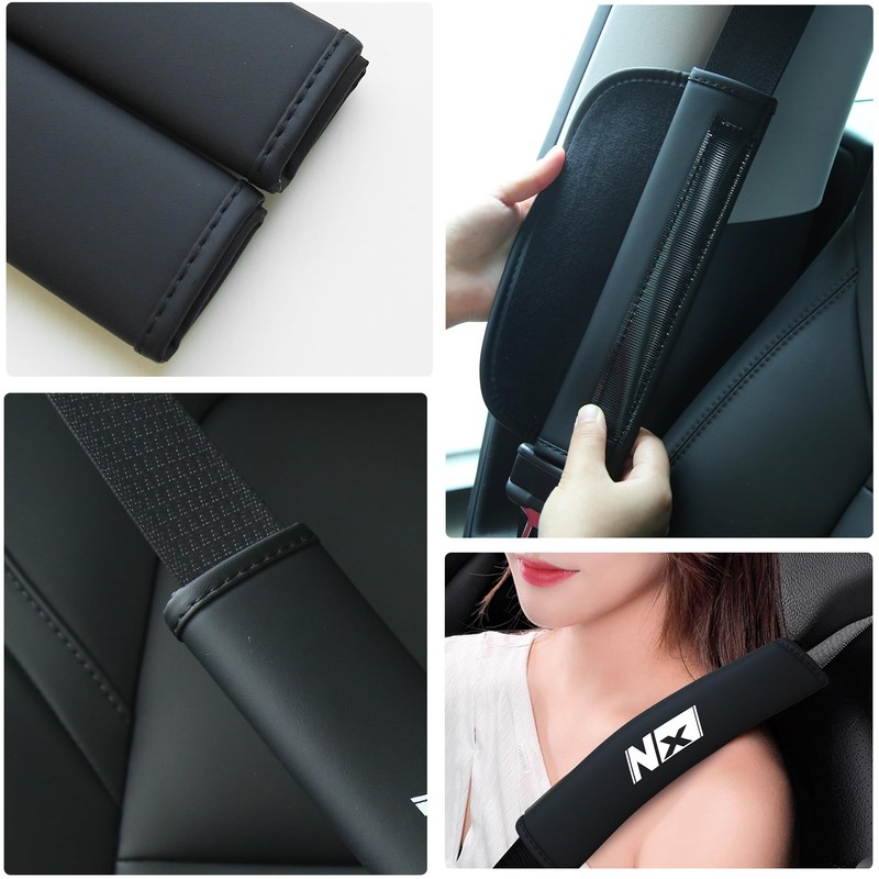 Treesiche Nappa Leather Seat Belt Shoulder Pad,Seat Belt Cover for