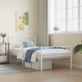 Casafoyer Metal Bed Frame with Headboard and Footboard White 39.4"x74.8" Twin