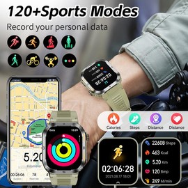 FANCHENGZI Military Smartwatch for Men,Relojes para Hombres 100 Sports Modes(Answer/Dial Calls), IP67 Waterproof Fitness Watch, Pressure for Android and iOS,2.01''HD DIY Screen Smartwatch Black