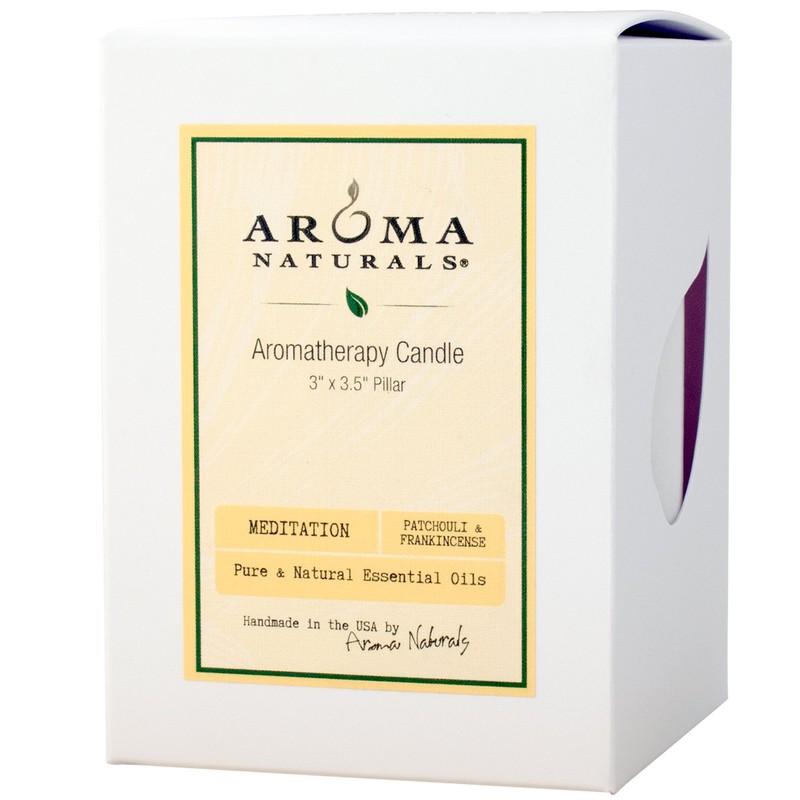 Aroma Naturals Patchouli and Frankincense Essential Oil White Scented Pillar