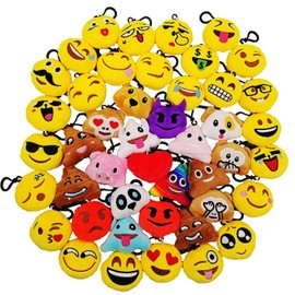 JZK 5 cm Mini Emoji Plush Key Chain Bag Backpack Pendant Party Bag Gift for Children Carnival Birthday Party