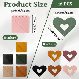 12 PCS Leather Corner Bookmark, Cute Hollow Heart and Square Corner Bookmark, Book Accessories for Reading Lover, Women, Men, Students (Multicolor)